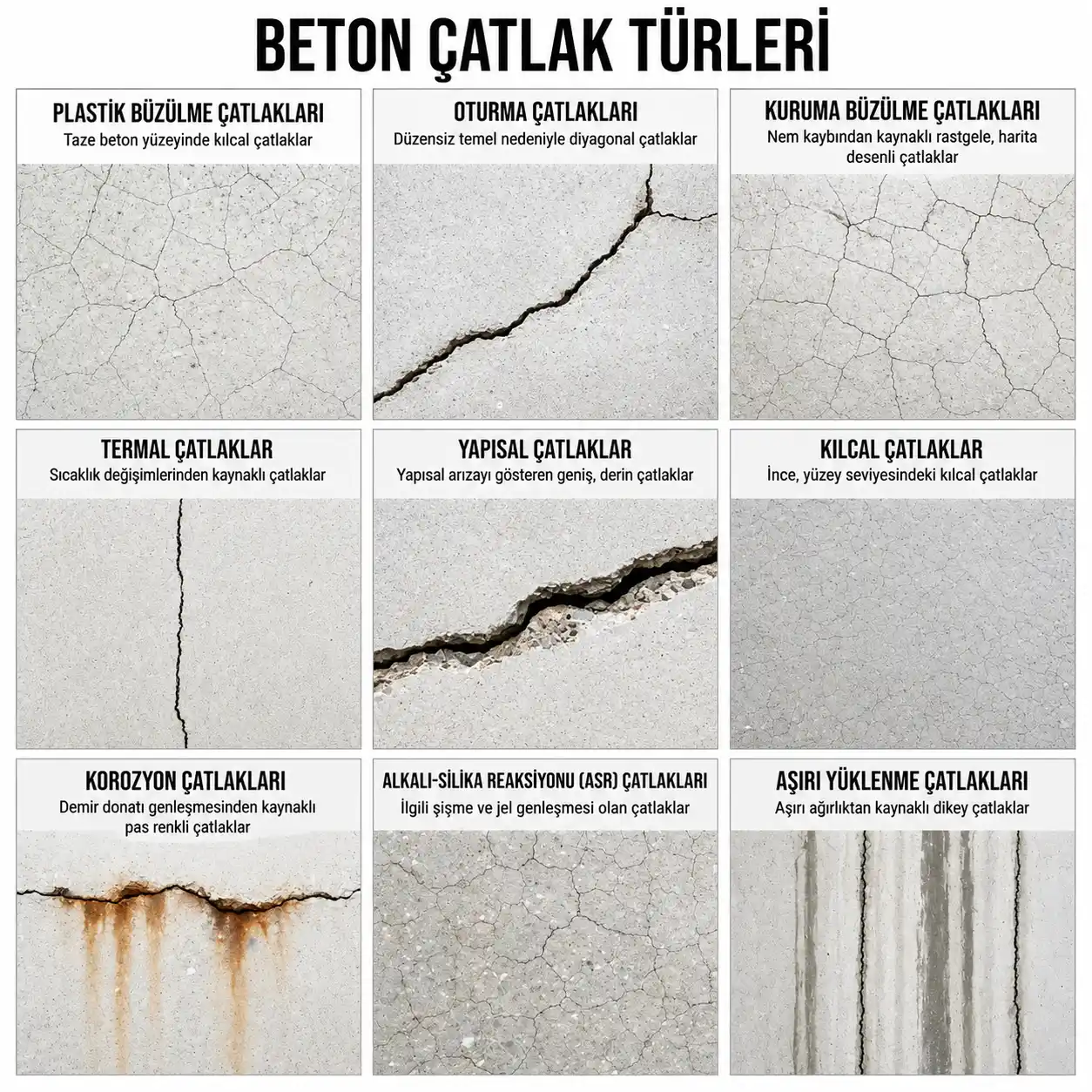 11-beton çatlak türleri