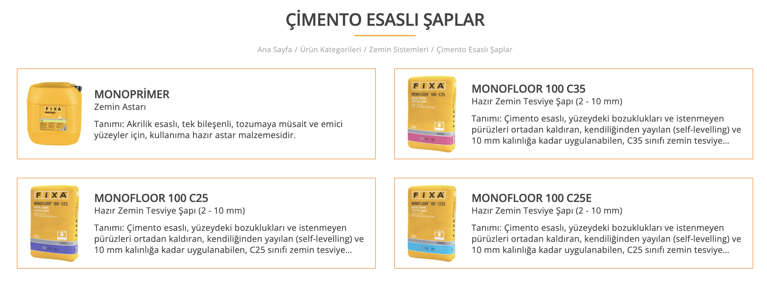 çimento esaslı şaplar